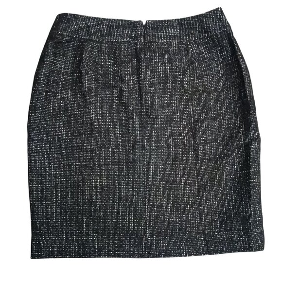 Halogen Black/White Tweed Wool Blend Mini Skirt, Size 2, Back Zipper - Picture 2 of 8